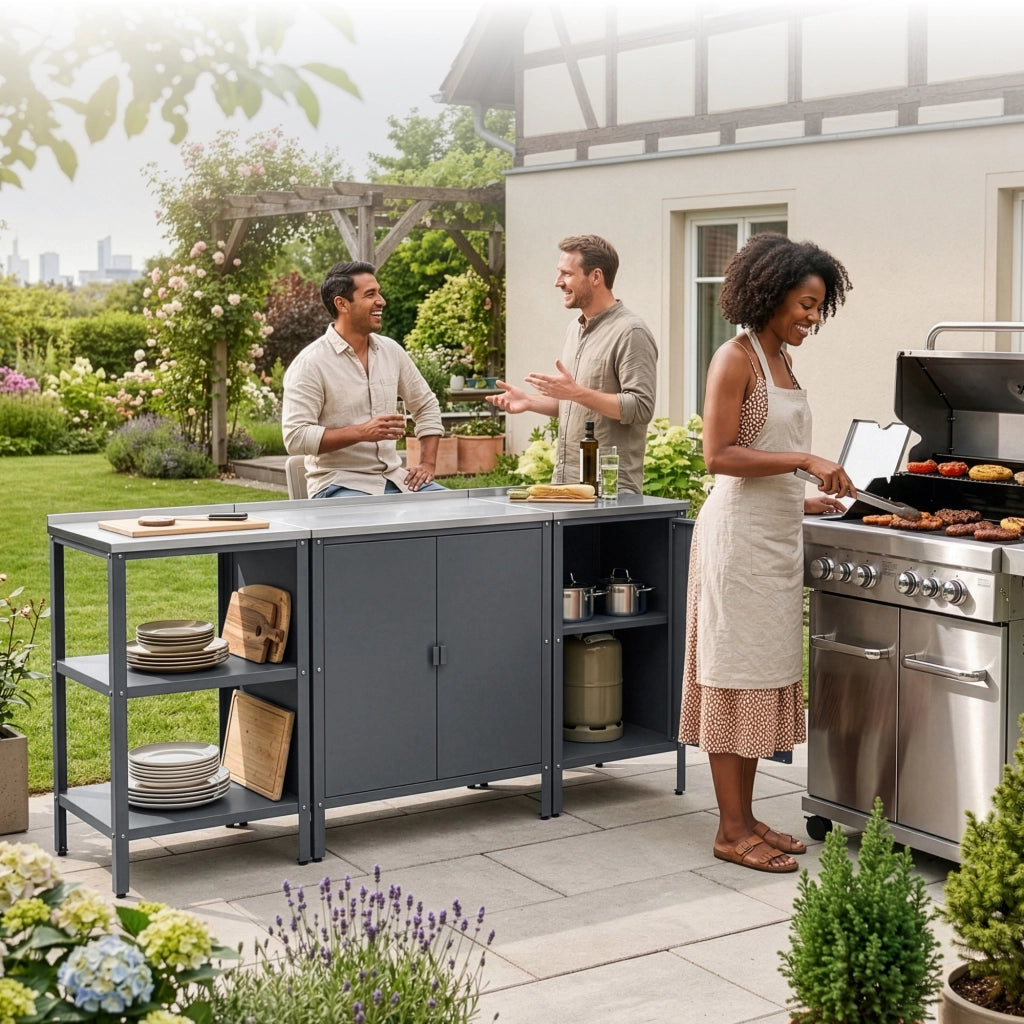 Armadietto da Giardino Bolognano 92 x 80 x 50 cm Acciaio - Grigio Scuro Opaco - casa.pro