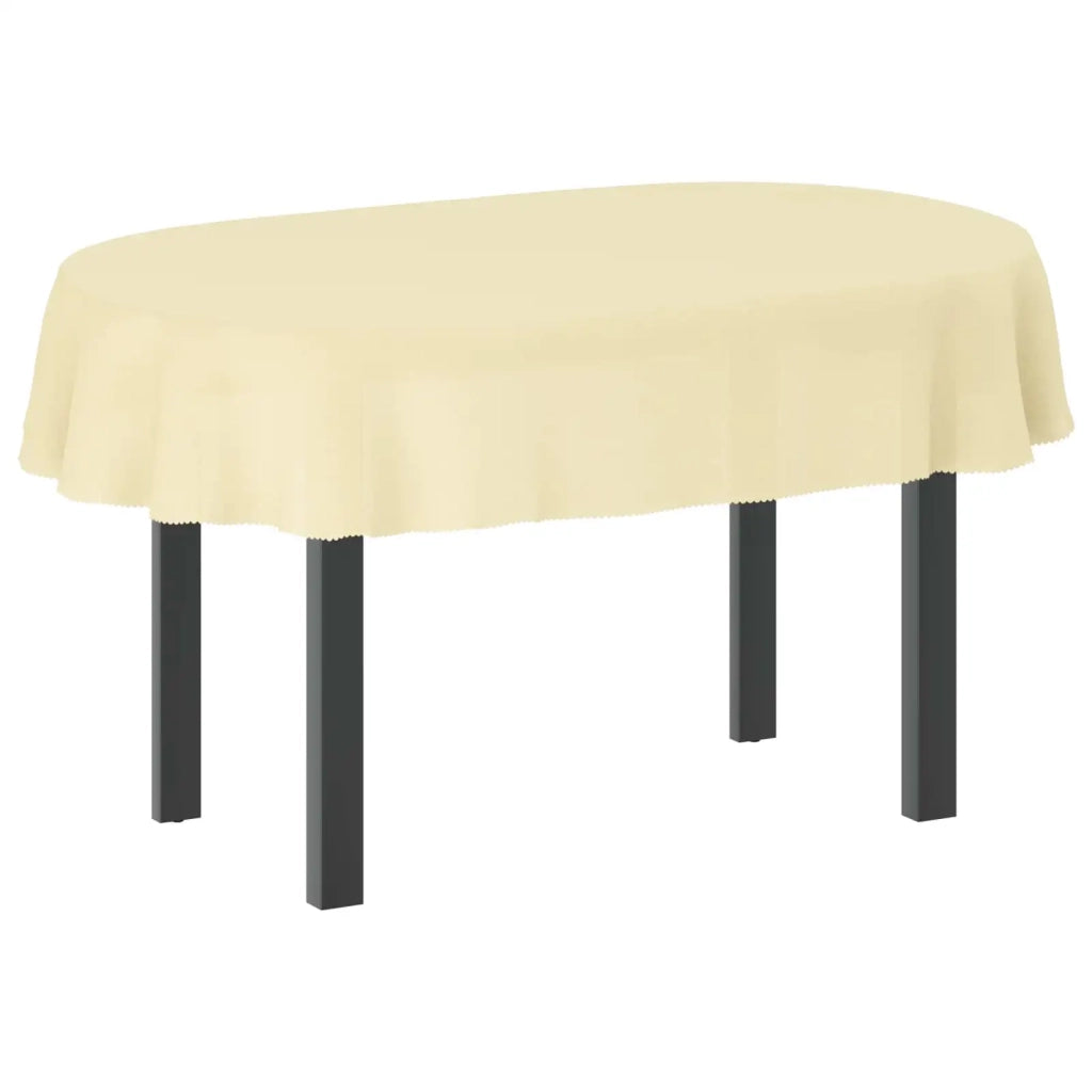 Tovaglia da Tavolo Ovale Bianco Crema 130 x 180 cm Poliestere 42039915