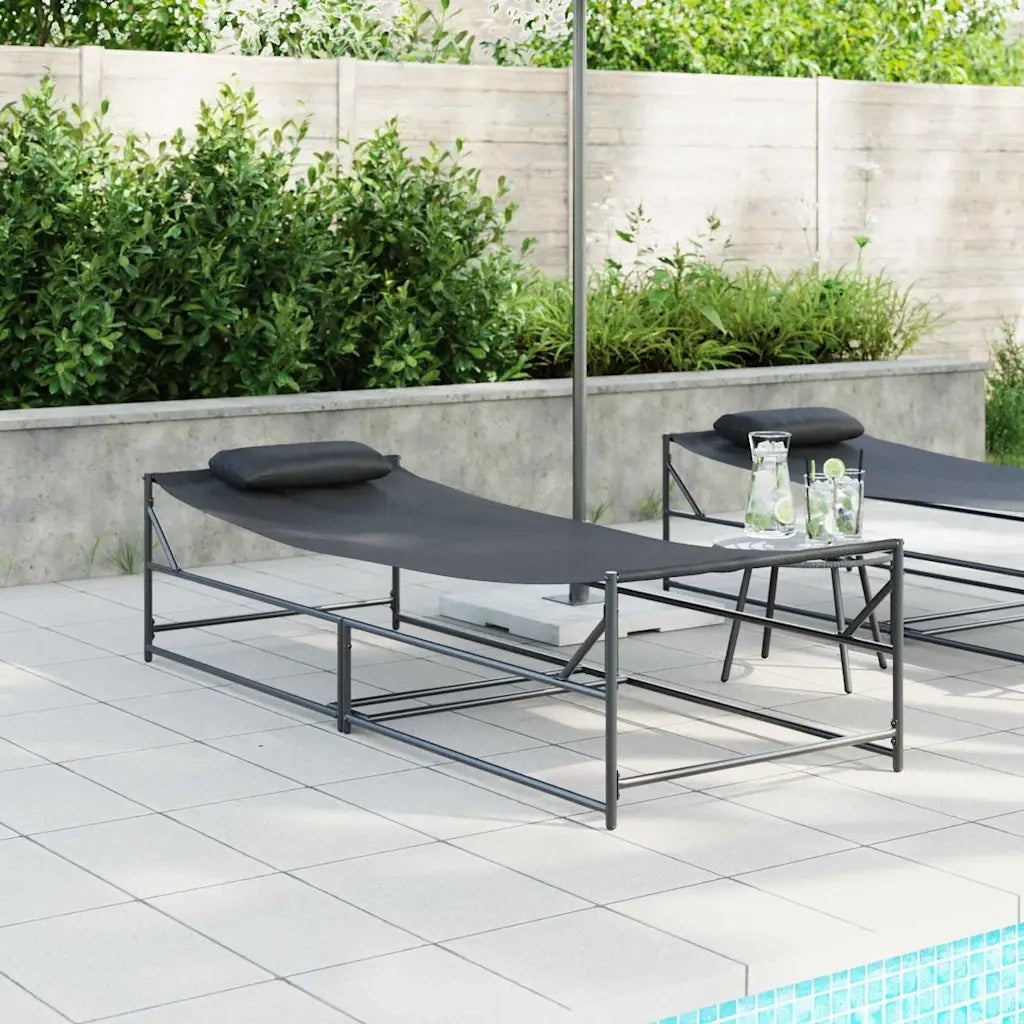 Lettino da Sole Antracite 200 x 74 x 73 cm Textilene e Acciaio
