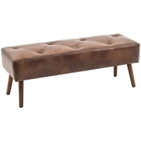 Panca Fondoletto e da Ingresso Imbottita con Rivestimento in PU, 114x38x42cm, Marrone