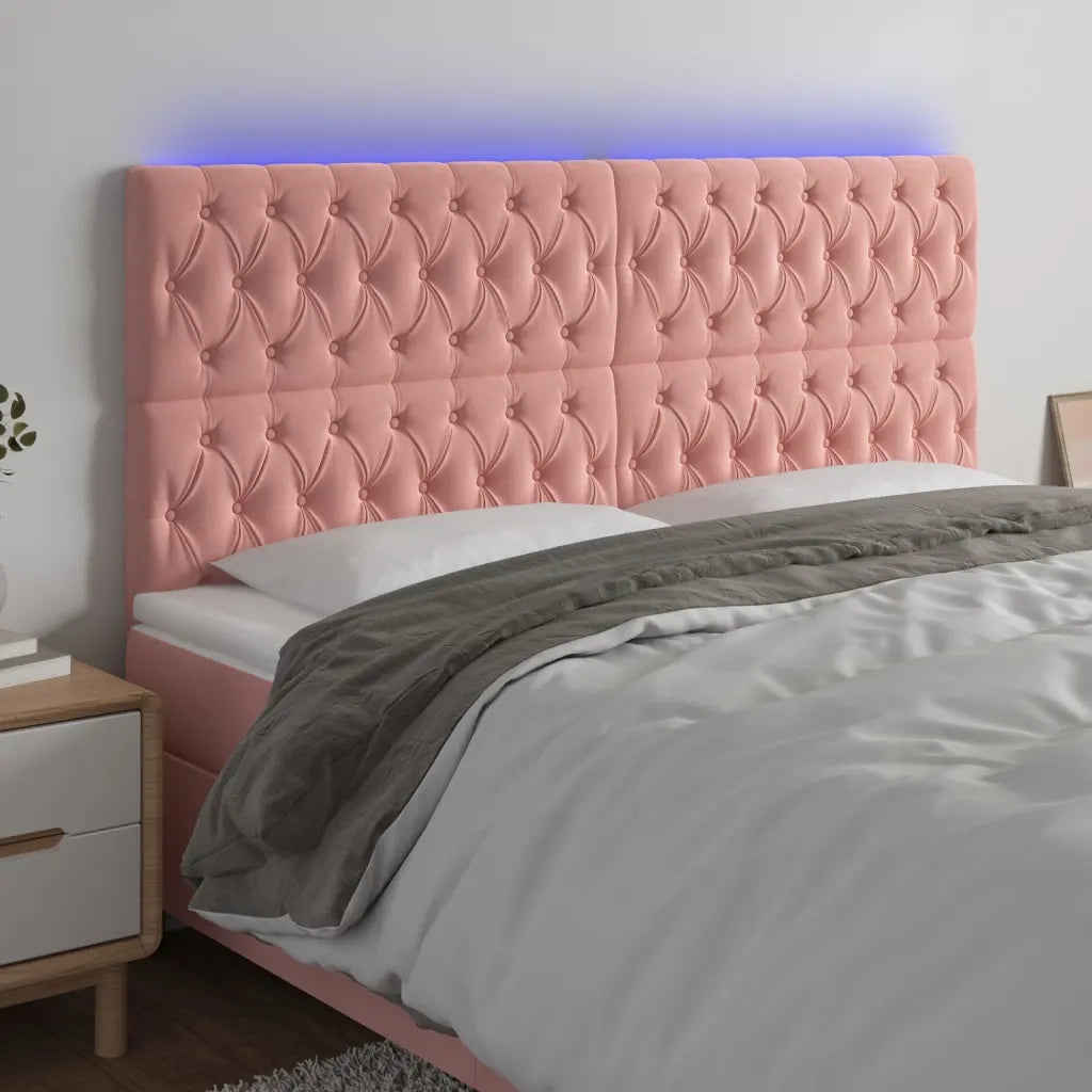 Testiera | Testata a LED Rosa 180x7x118/128 cm in Velluto