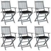 Sedie da Giardino Pieghevoli 6pz con Cuscini in Massello Acacia cod mxl 44169