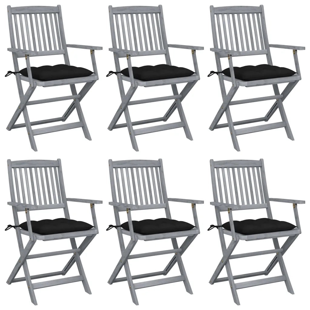 Sedie da Giardino Pieghevoli 6pz con Cuscini in Massello Acacia cod mxl 44169