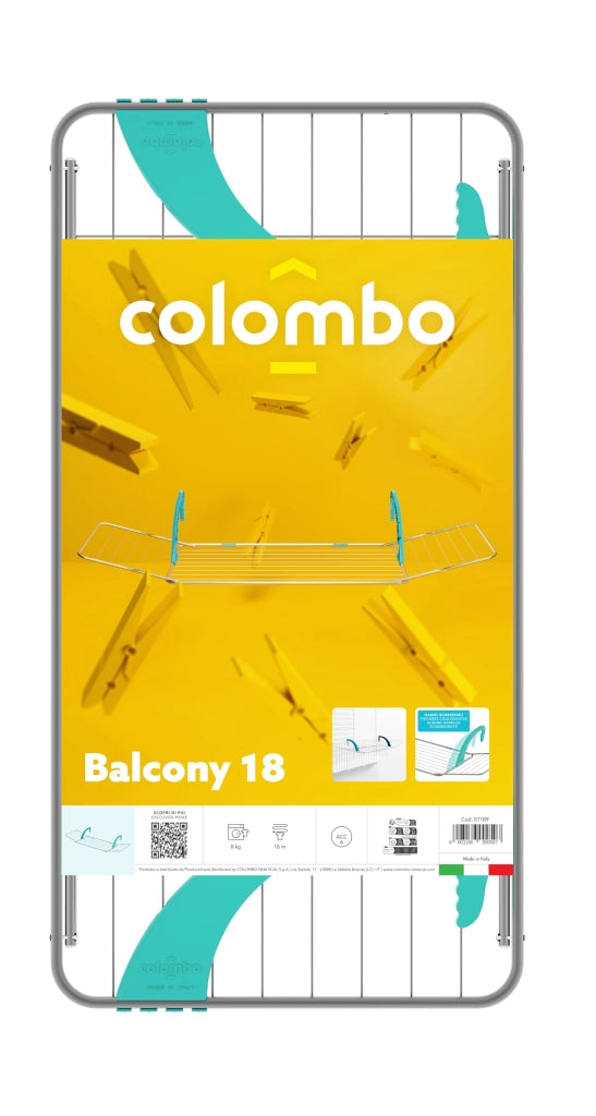Stendibiancheria Balcony 18 Acciaio Verniciato 18 m 55 CMX181 (aperto)