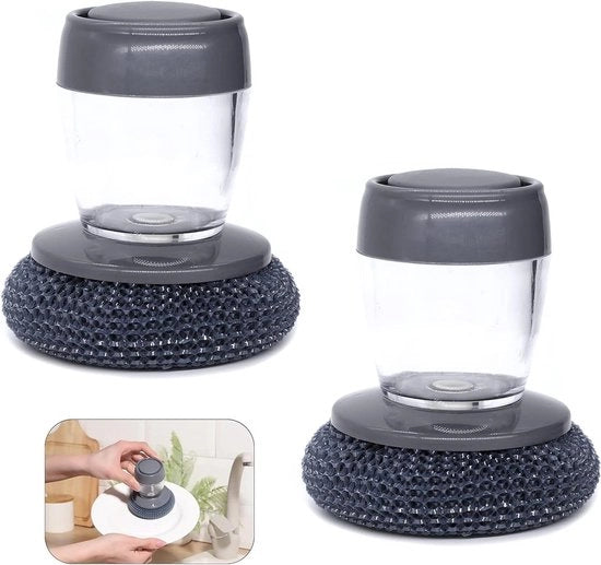Sistema di rilascio sapone oscillante di alta qualità - Dispenser sapone oscillante per il lavaggio - Set di 2 pezzi con manico per pulire padelle e pentole - Set di 2 pezzi.