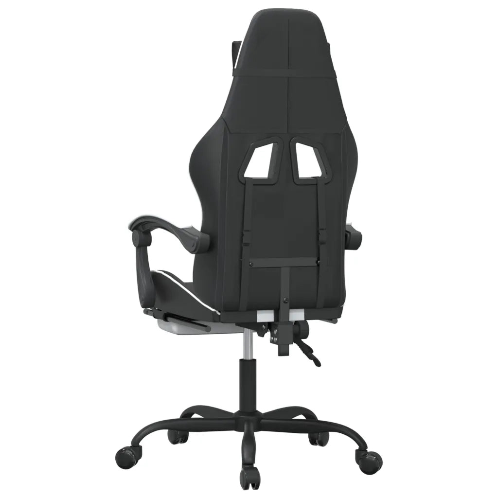 Sedia da Gaming | Sedia da e-sports con Poggiapiedi Nero e Bianco in Similpelle