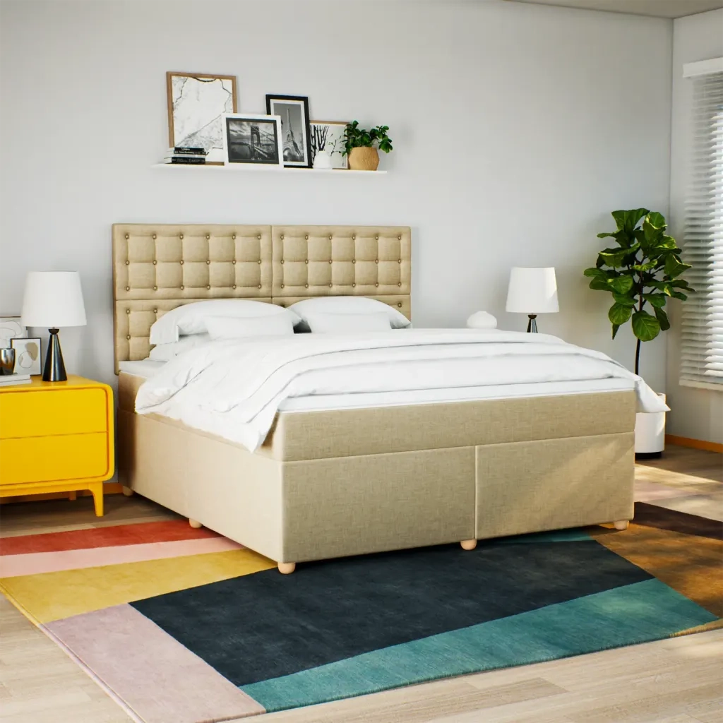 Giroletto a Molle con Materasso Crema 180x200 cm in Tessuto 3293678