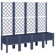 Fioriera | Cassetta per fiori | Vaso Giardino con Traliccio Grigio Blu 160x40x142 cm PP