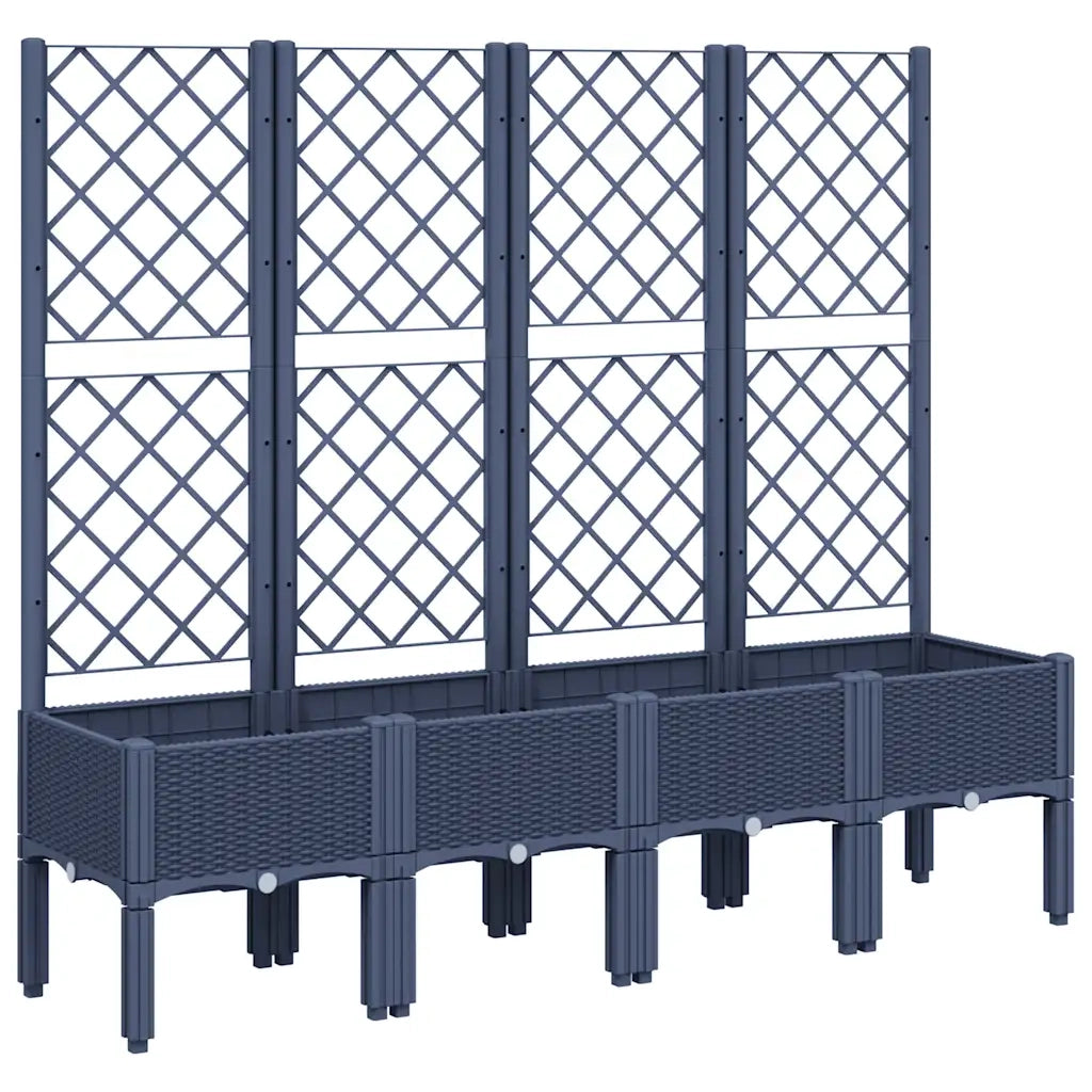 Fioriera | Cassetta per fiori | Vaso Giardino con Traliccio Grigio Blu 160x40x142 cm PP