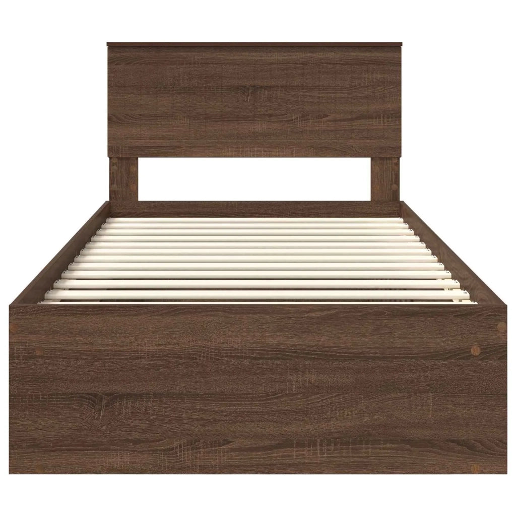Struttura del letto Rovere Marrone 100 x 200 cm Pino massello