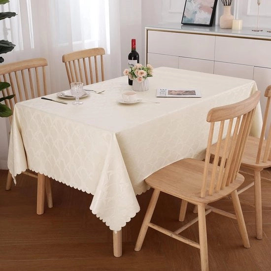 Tavolo coprente, lavabile, effetto lotus, di alta qualità (350 g/m²), rettangolare, 100 x 140 cm, coprente per tavolo, decorazioni, impermeabile all'acqua, asciugamani per tavolo, protezione contro macchie, facile da pulire, beige