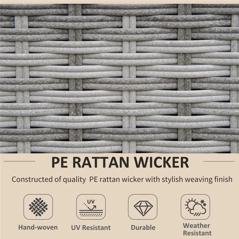 SALOTTO DA GIARDINO IN RATTAN  CON POLTRONE TAVOLINI E SGABELLI BEIGE E GRIGIO