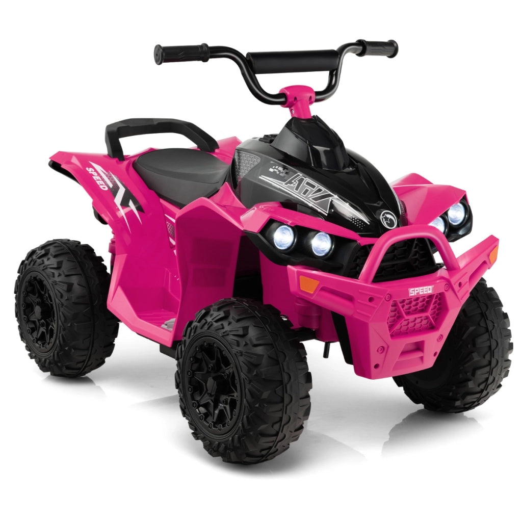 ATV elettrico per bambini a 12V, Veicolo a batteria con velocit¨¤ alta o bassa sedile comodo ruote larghe corno Rosa-Macchinine giocattoli