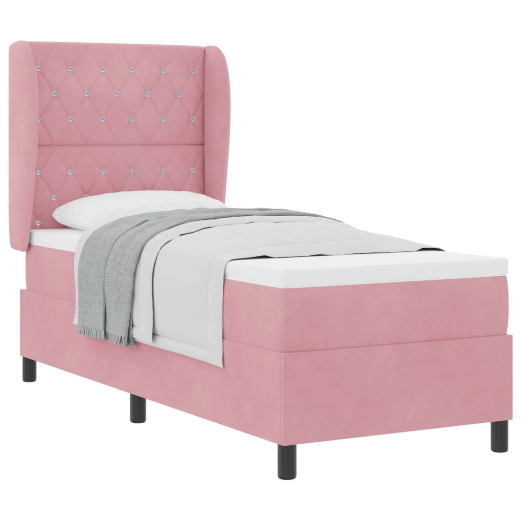 Letto a molle con materasso Rosa 200 x 80 cm Velluto 3340849