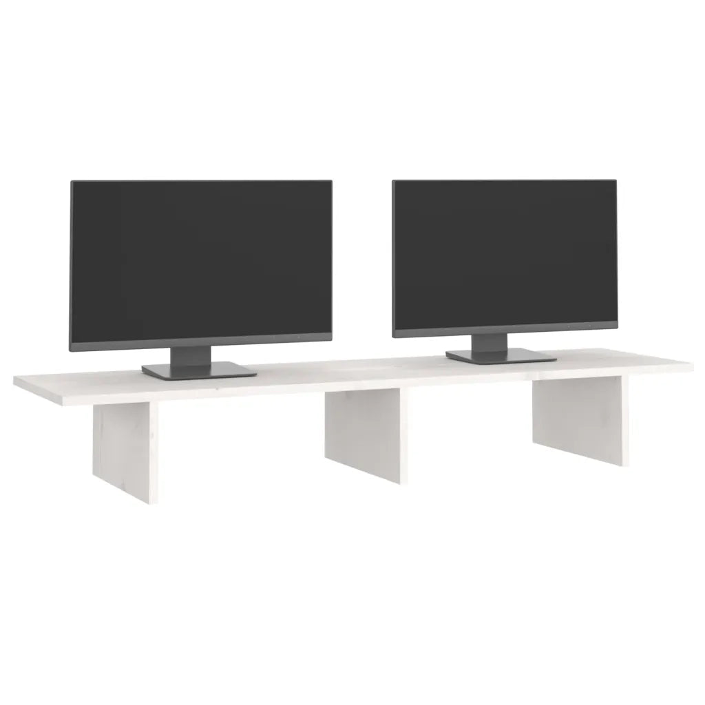 Supporto per Monitor Bianco 100x27x15 cm Legno Massello di Pino 813980