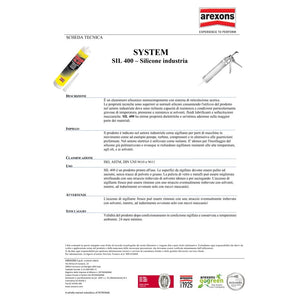 Arexons 310ml silicone acetico industria sil400 alta temperatura trasparente