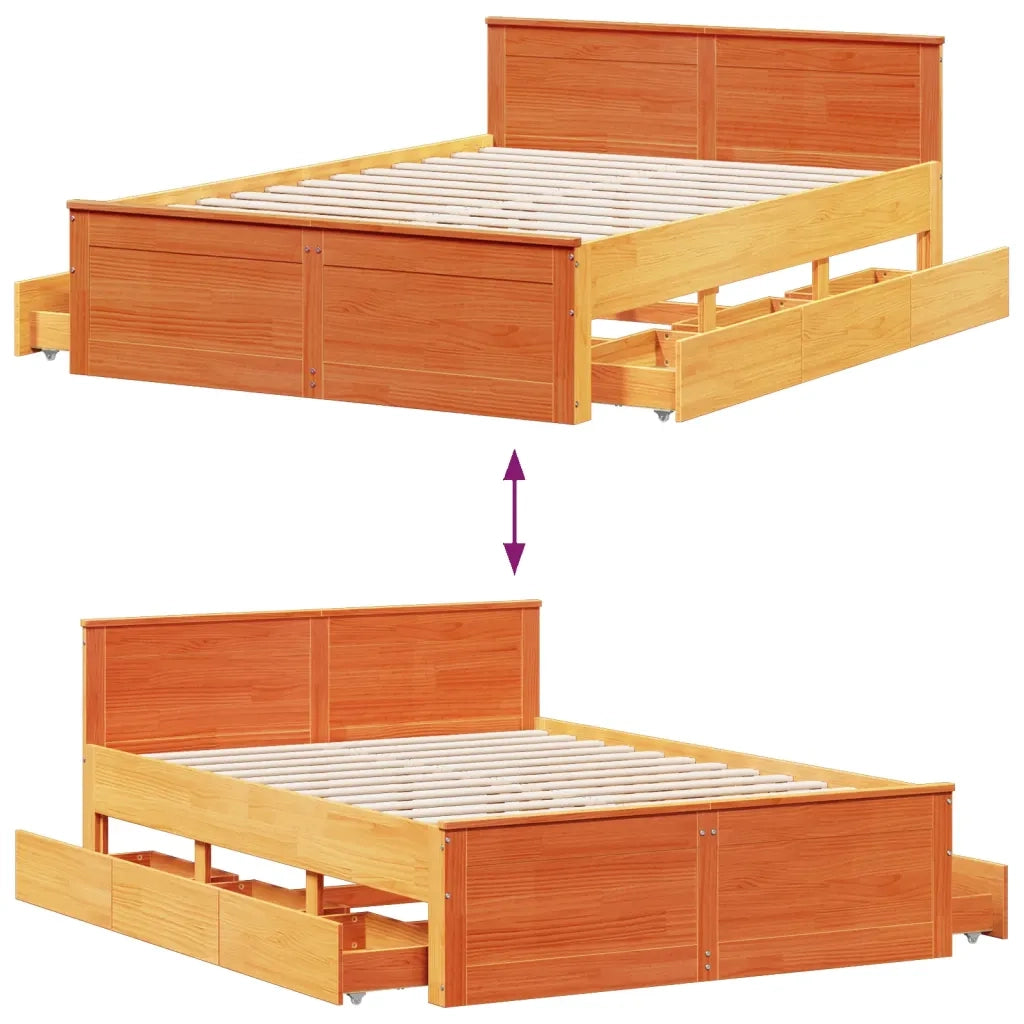 Giroletto senza Materasso con Testata Marrone Cera 150x200 Pino 3308764