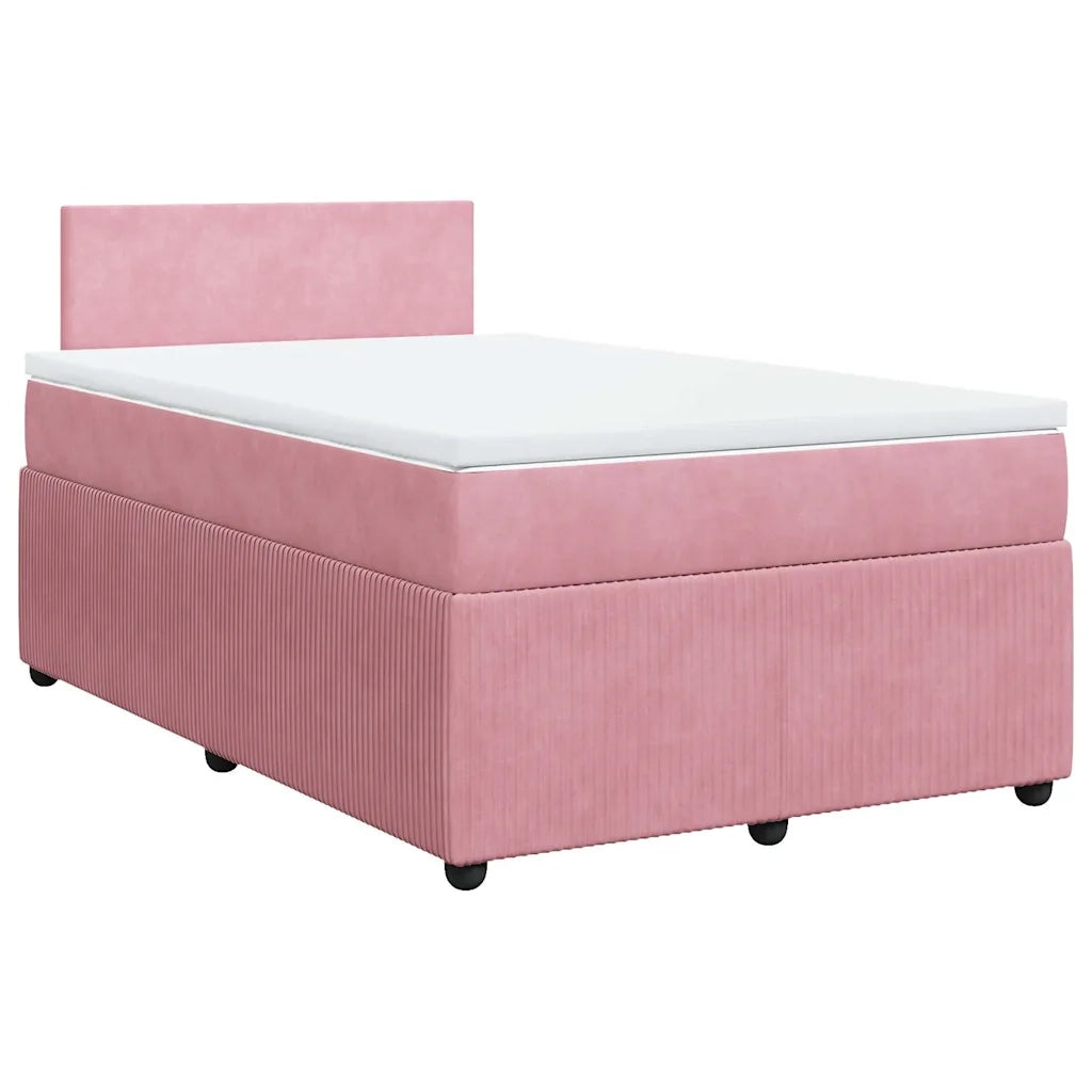 Giroletto a Molle con Materasso Rosa 120x190 cm in Velluto