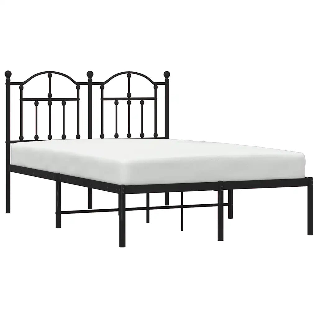 Letto matrimoniale | Letto per adulti | Giroletto con Testiera in Metallo Nero 120x190 cm