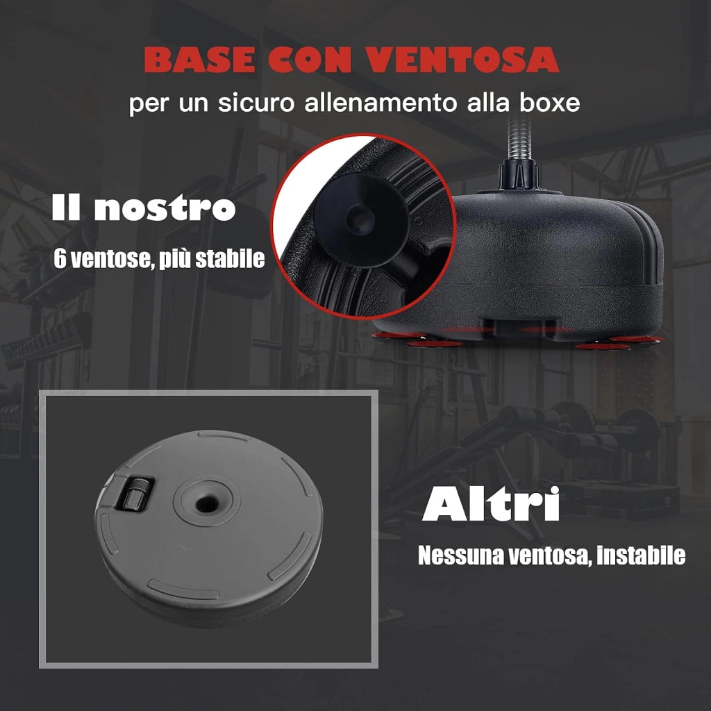 Sacco da Boxe da Terra Regolabile in 4 Posizioni, Sacco da Boxe con Supporto e Base Stabile, Ideale per Adulti e Bambini