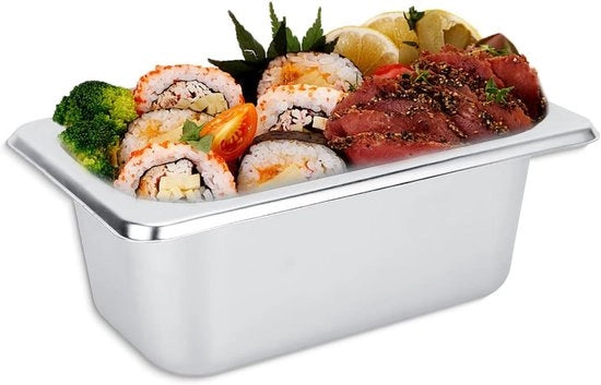 Contenitore per Cucina in Acciaio Inossidabile da 175x11x7cm - Contenitore per Cibo per la preparazione di Piatti con Croste di Pane, Impasto per Cottura di Panino, Copertura per Fritto Misto e Marinatura di Carne