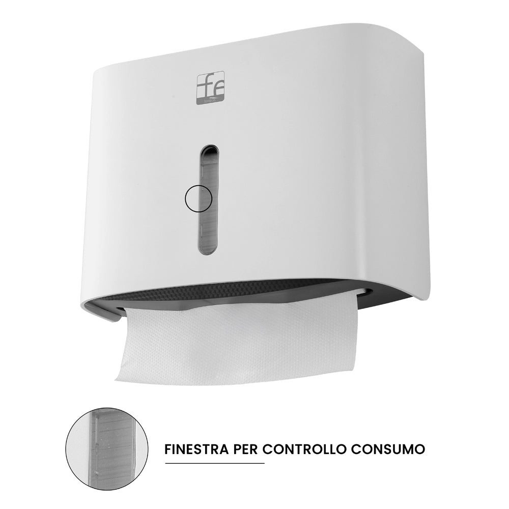Distributore di salviette max 200 pz per carta piegata in ABS bianco