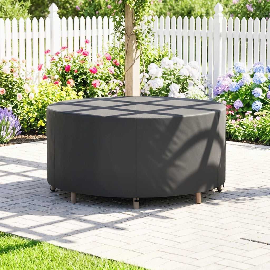 Copertura per Tavolo da Giardino Rotonda ¨C Zephmum ¨C Nero ?200x80cm Tela Oxford 420D