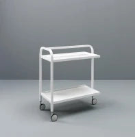 E-STYLO Carrello in metallo bianco a 2 ripiani con ruote girevoli, pratico e funzionale, ideale per riporre strumenti e accessori in modo ordinato, 40cm X 75cm H. 80cm