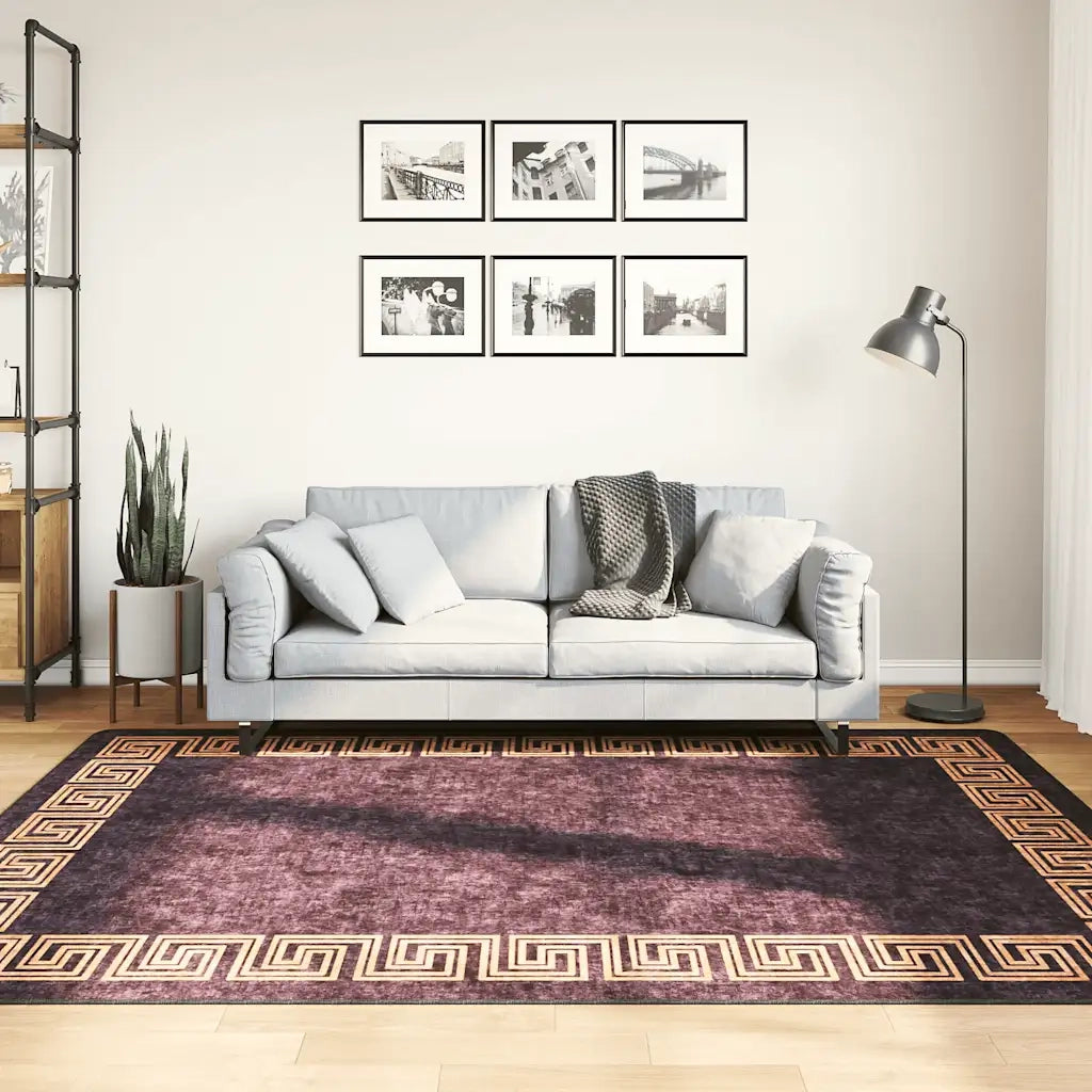 Tappeto Lavabile 160x230 cm Nero e Oro Antiscivolo