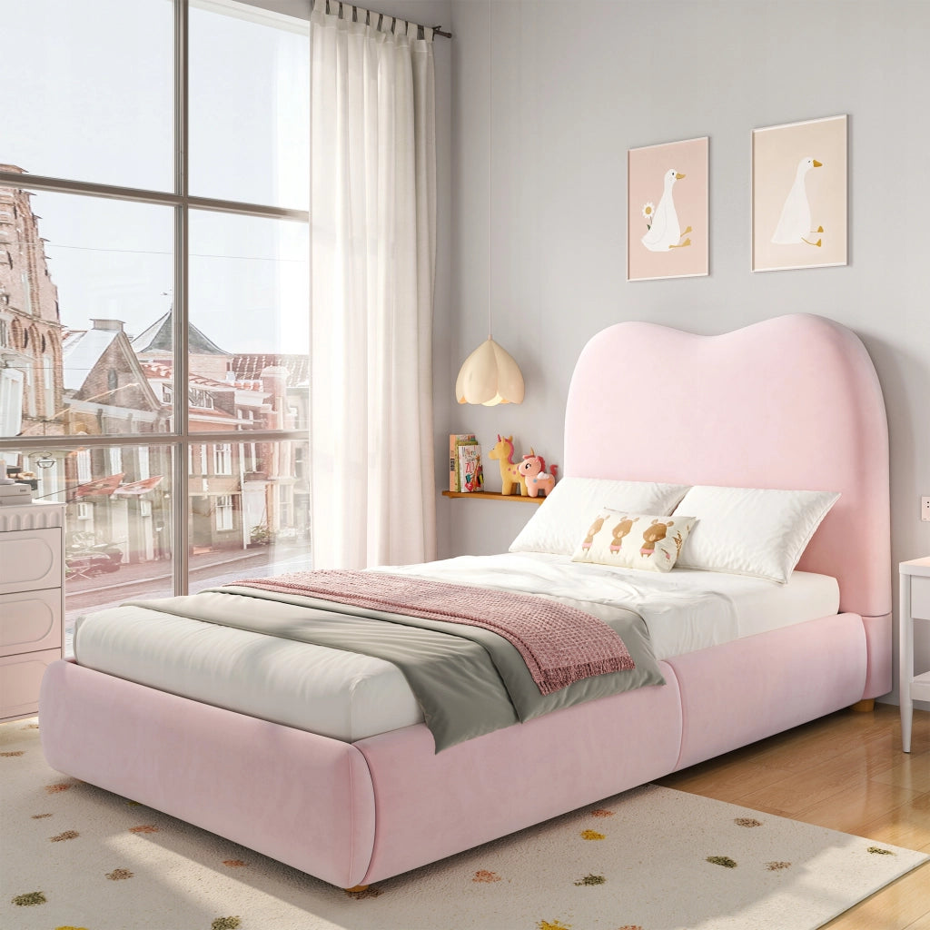 Letto imbottito 90x200 - Xylo - Struttura, meccanismo idraulico, rosa