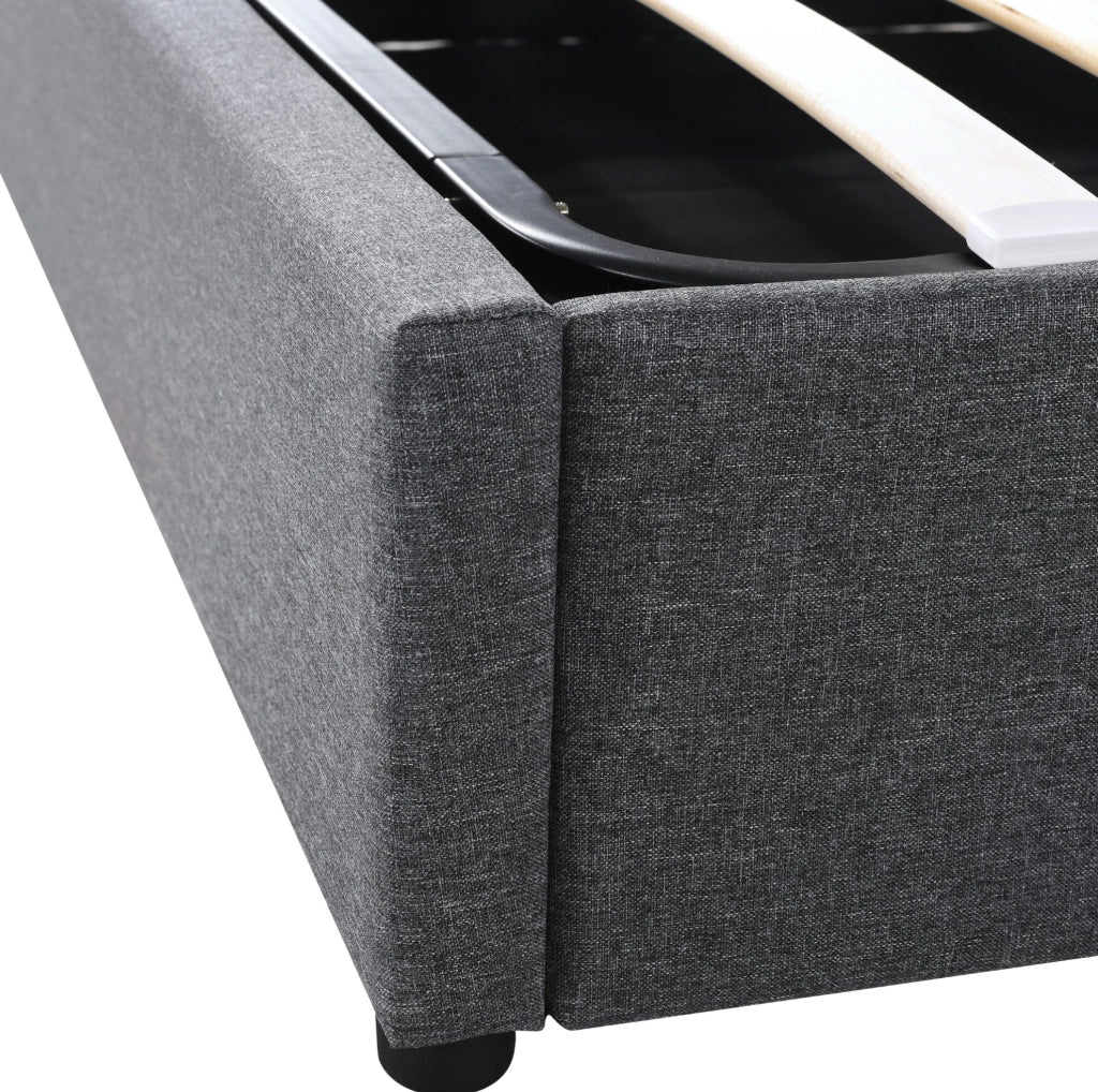 Letto matrimoniale imbottito ULEVR 160x200 cm con contenitore, LED con app, USB e Type-C, grigio