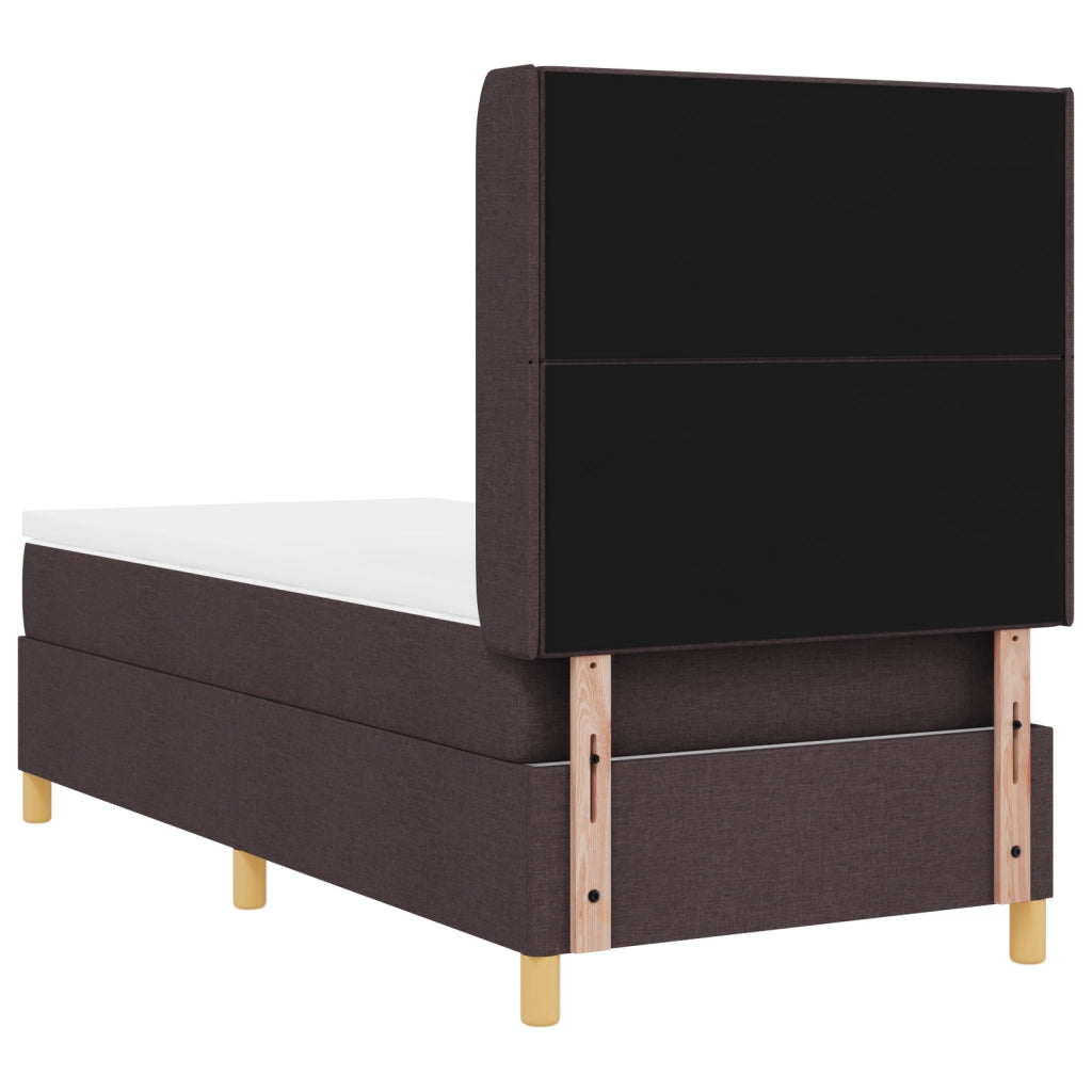 Letto con Box Spring e Materasso Marrone Scuro 90x200 cm Tessuto