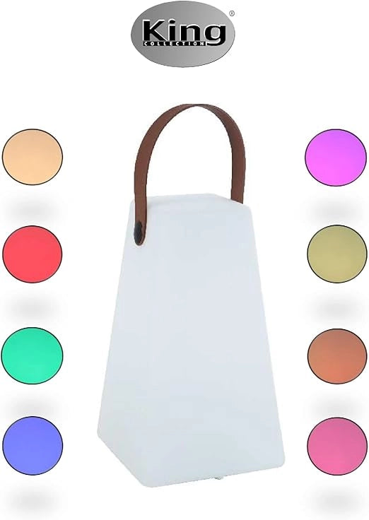 Lampada a Led Lanterna Quadra Ricaricabile con Manico 8 Colori in Plastica