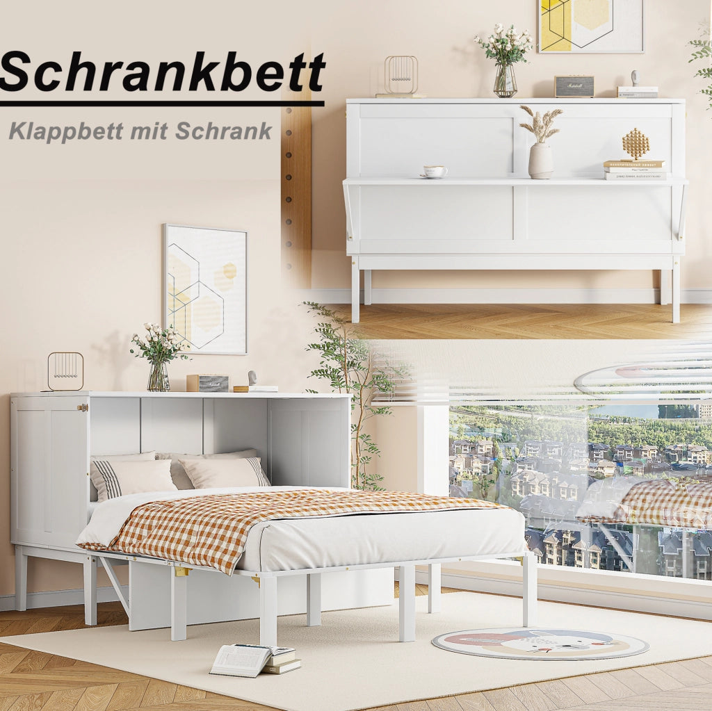 LETTO Pieghevole verticale 140x200 cm Legno Bianco