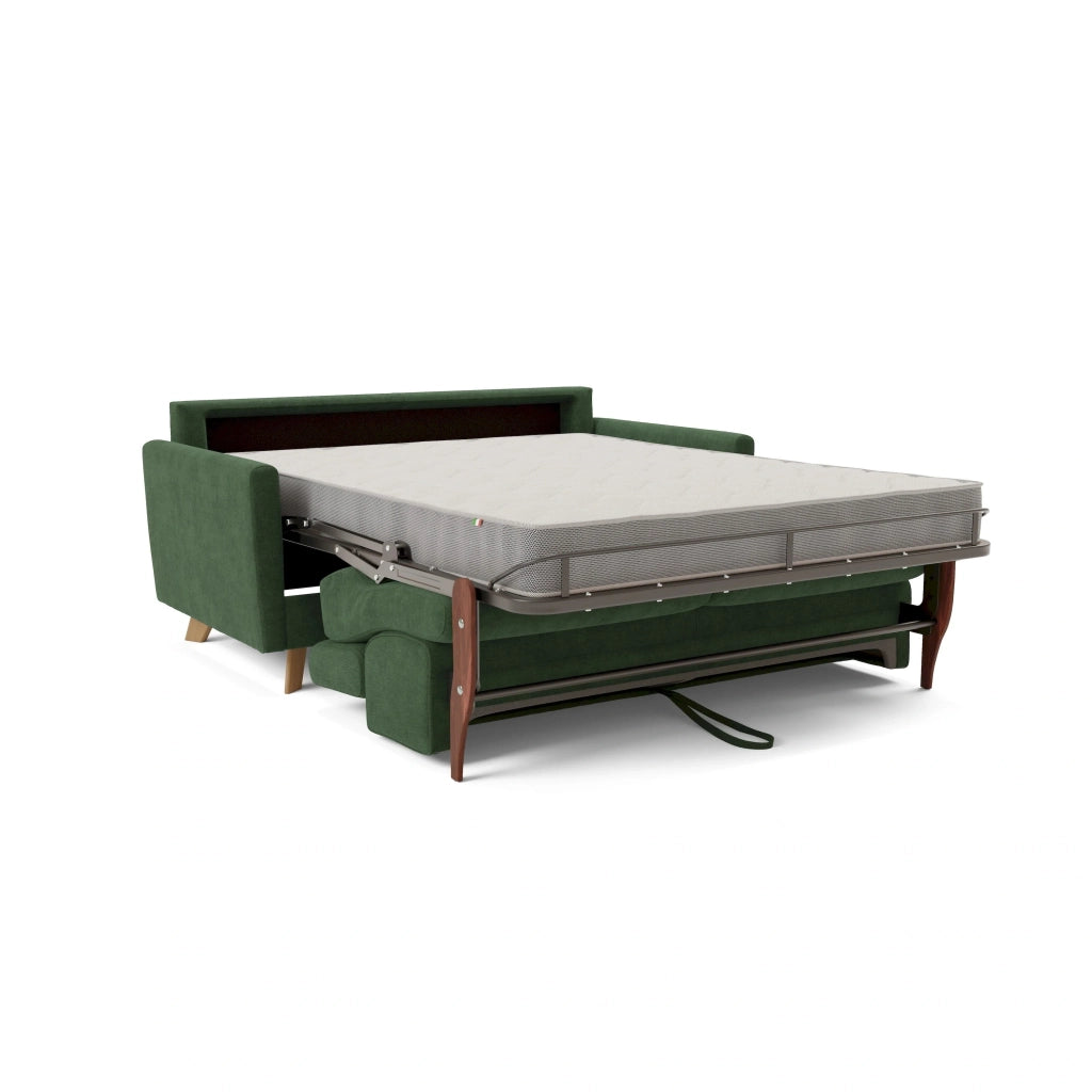 Francy Divano letto matrimoniale con poggiatesta regolabili in tessuto impermeabile e smacchiabile T17 160 cm (mat. 120x197) verde
