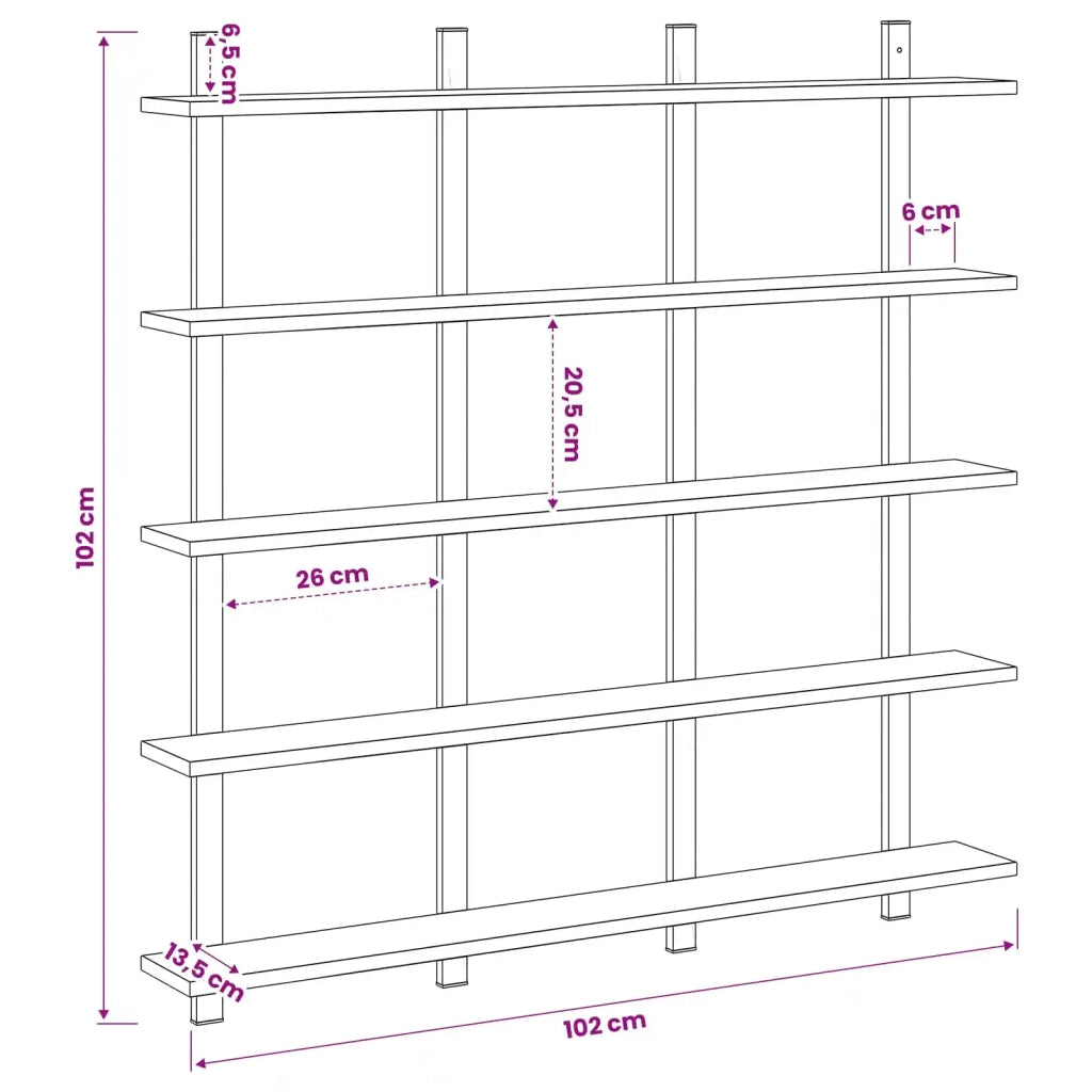 Scaffale da parete Legno antico 102 x 13.5 x 102 cm 8020357