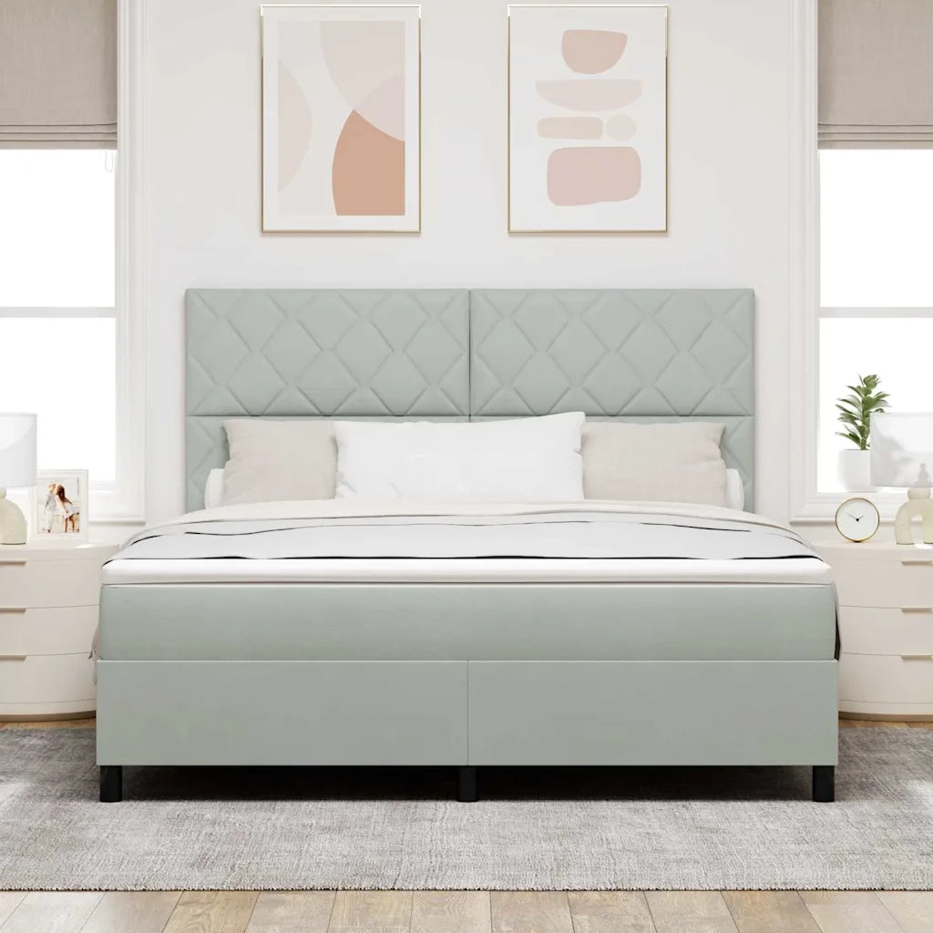 Letto a Sorgente LED Grigio chiaro 180 x 200 cm Tessuto