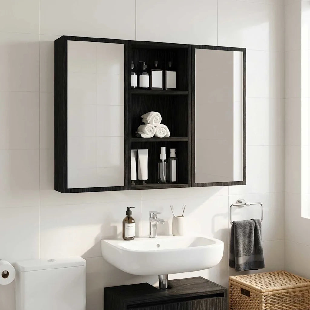Armadio da bagno a muro Rovere Nero 30 x 16 x 62,5 cm 889336