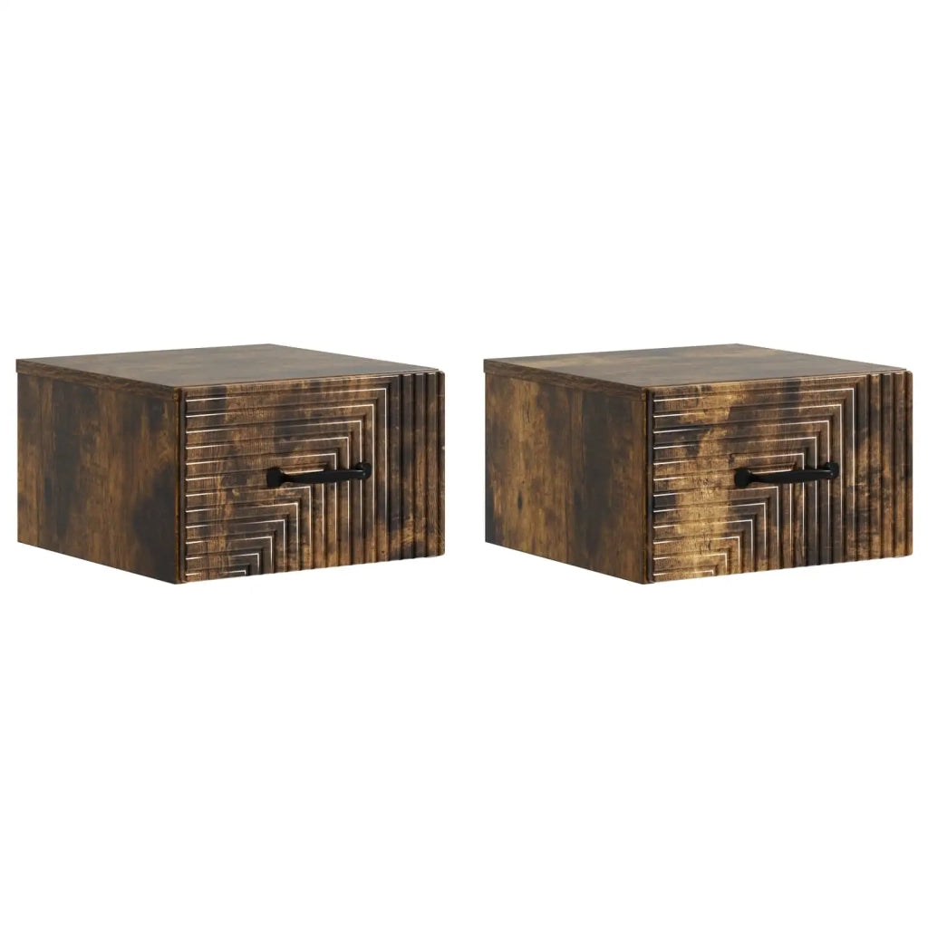 Mobiletto da notte a muro 2 pcs Rovere Fumo 34,5 x 33 x 20 cm 898606