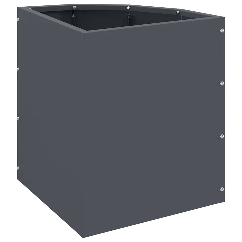 Vaso d'angolo-Fioriera-Contenitore per Piante Antracite 30 x 30 x 35 cm Acciaio
