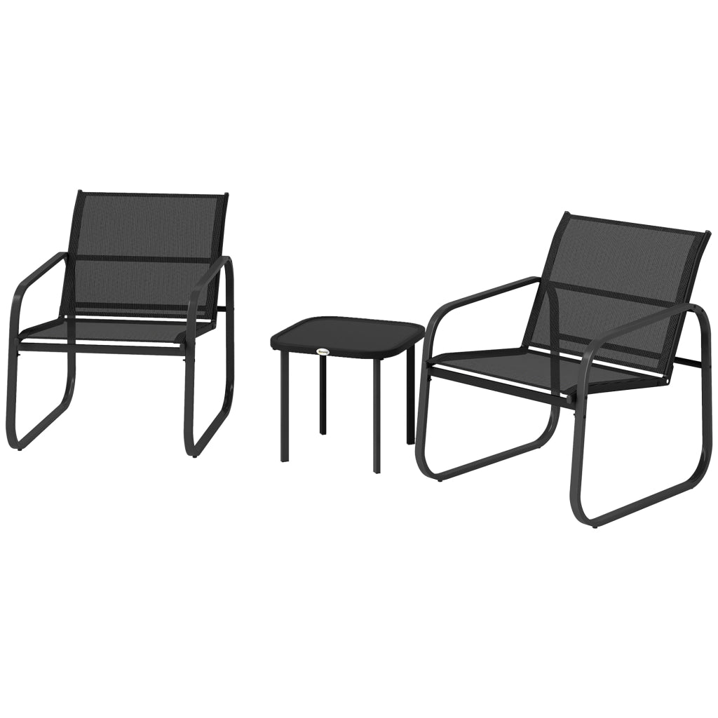 Set Bistrot Giardino 3 Pezzi ¨C Zephmum ¨C Nero, Metallo, Vetro