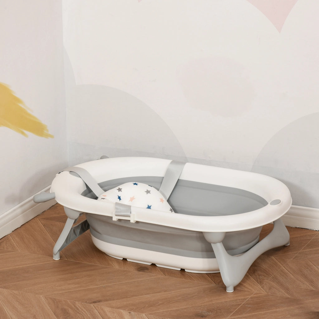 Vasca da bagno pieghevole per neonati e bambini ¨C zephmum ¨C 81,5x50,5x23,5 cm grigio