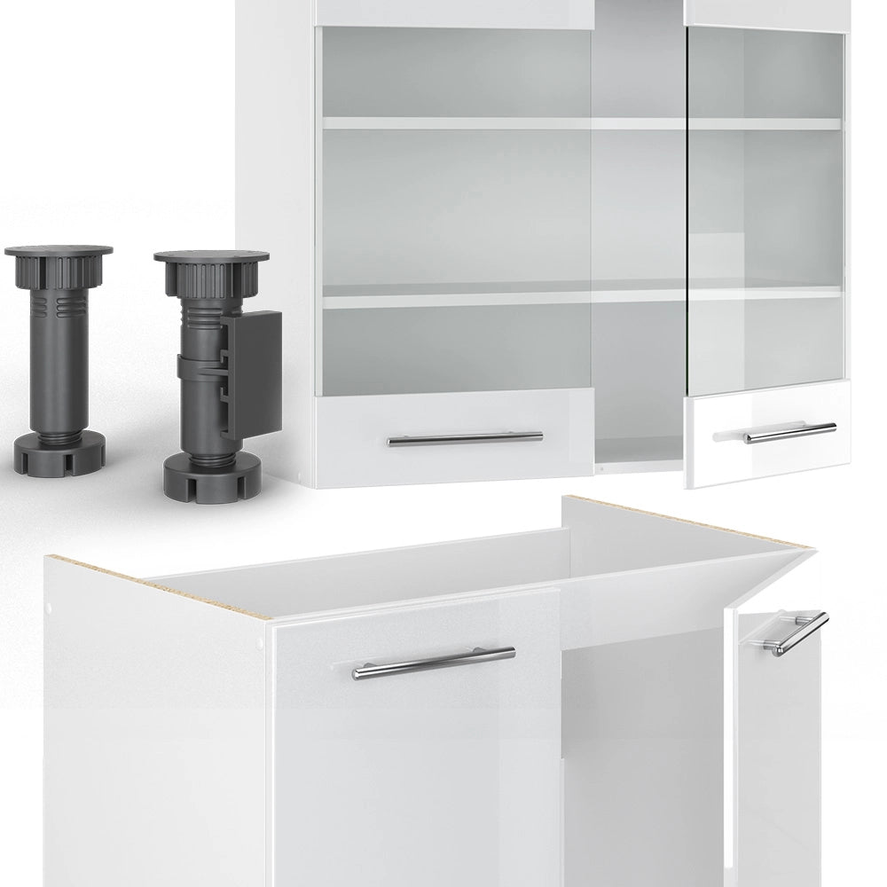 Cucina componibile Fame-Line Bianco lucido/Bianco 235 cm, PL Rovere Vicco