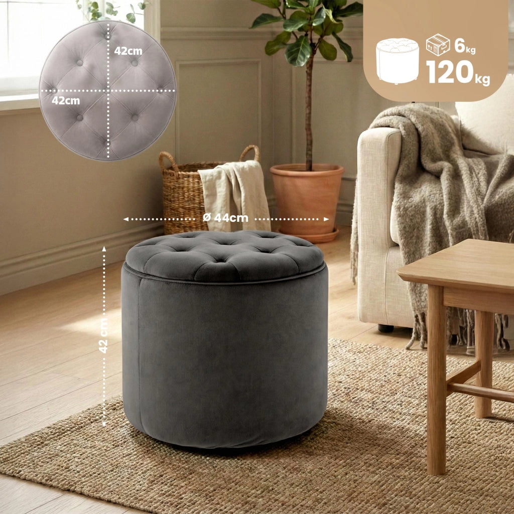 Pouf Contenitore Pantin In Velluto grigio