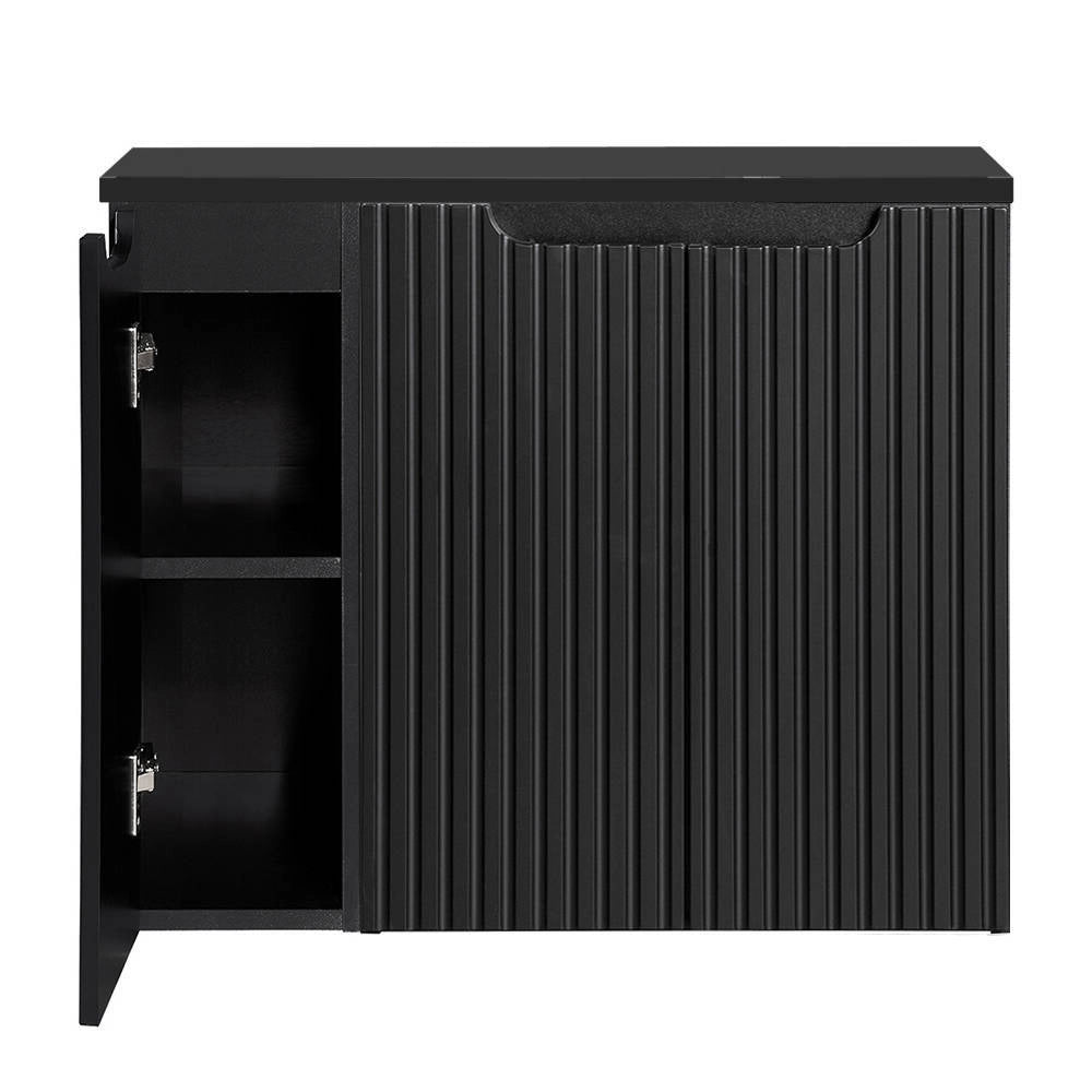 Mobile Sottolavabo NEWPORT da Parete con 3 Ante e Ripiano 80x60x40 cm - Nero [en.casa]