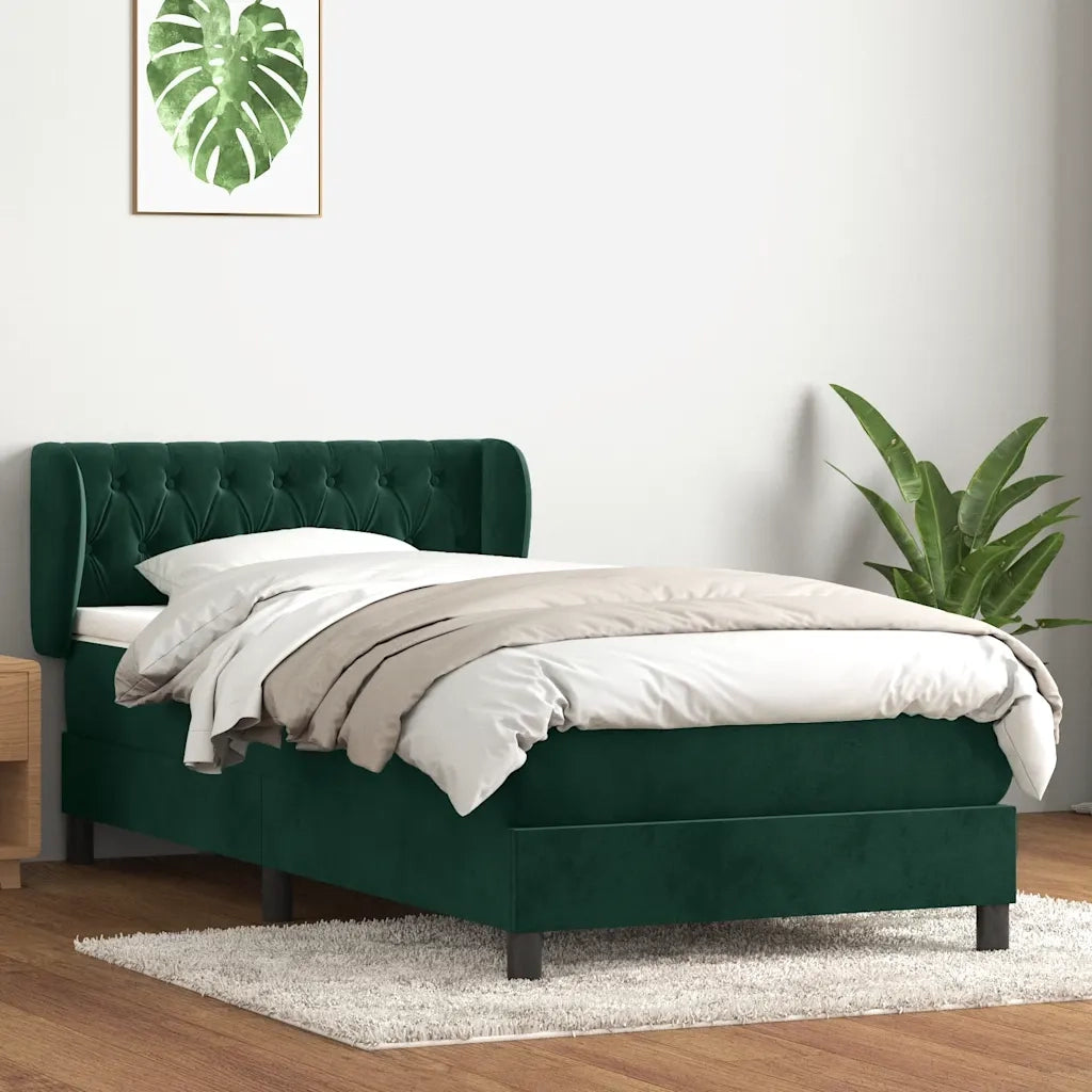 Giroletto a Molle con Materasso Verde Scuro 80x220 cm Velluto 3317802