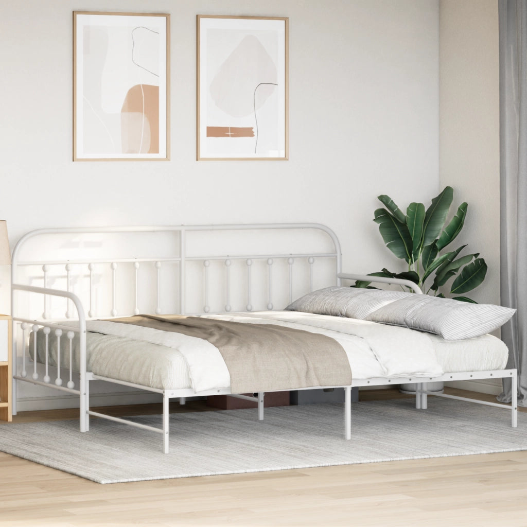 Struttura Letto Daybed con Letto Estraibile Bianco 107x203 cm in Acciaio
