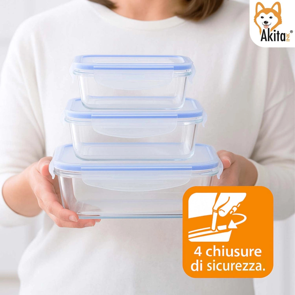 Kit Contenitori Ermetici Superlock 3 Pezzi Trasparenti AkitaInk