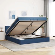 Struttura Letto Pouf con Materassi Blu 200x200 cm in Tessuto 3312256