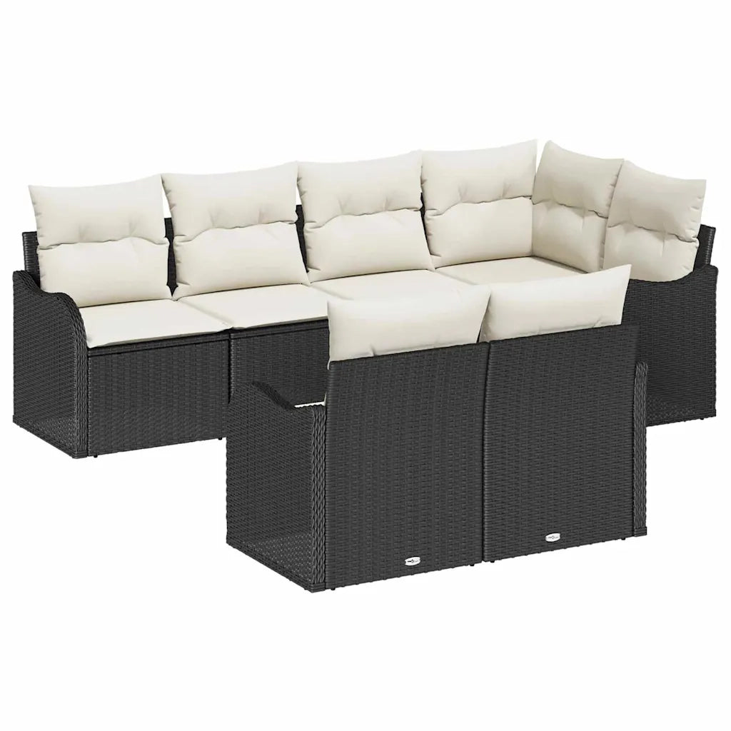 Set Divano da Giardino Nero polyrattan